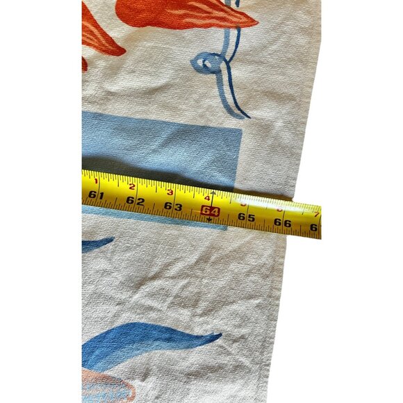 Vintage Southwest Tablecloth & 6 Napkins Set Blue & Orange Cotton Chilis Corn - Picture 7 of 16